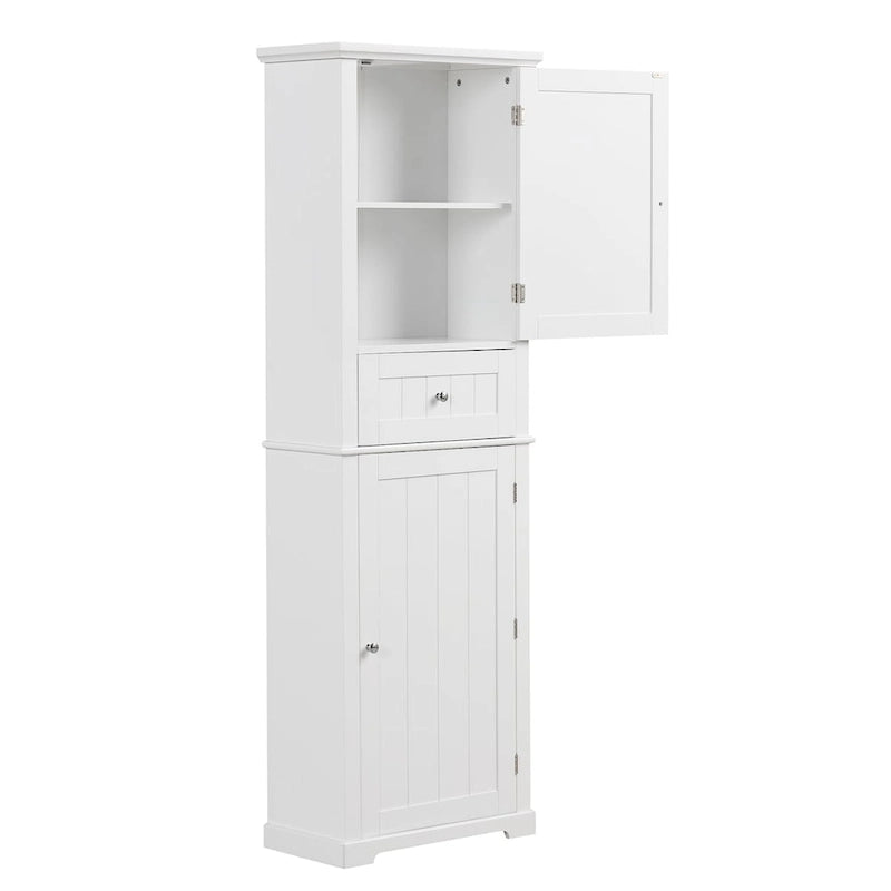 Freestanding Storage Cabinet with Drawer and Adjustable Shelf