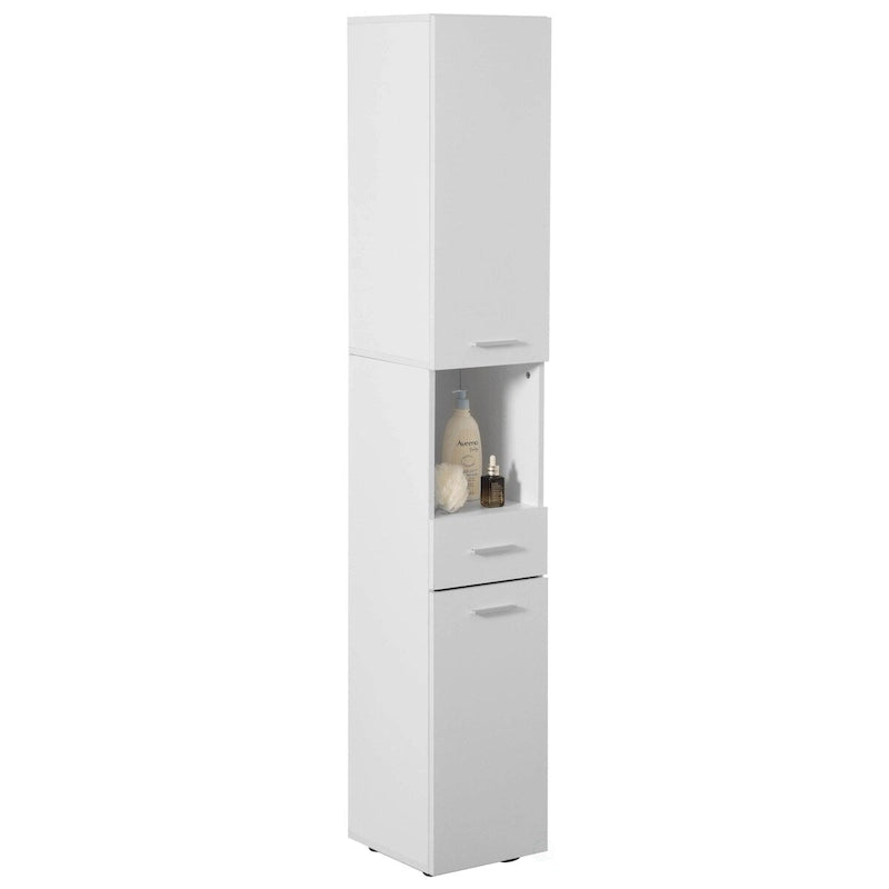 71.5 Inches Tall Thin Corner Shelf Floor Cabinet with 2 Doors, 1 Drawer, Freestanding Linen Tower Cabinet