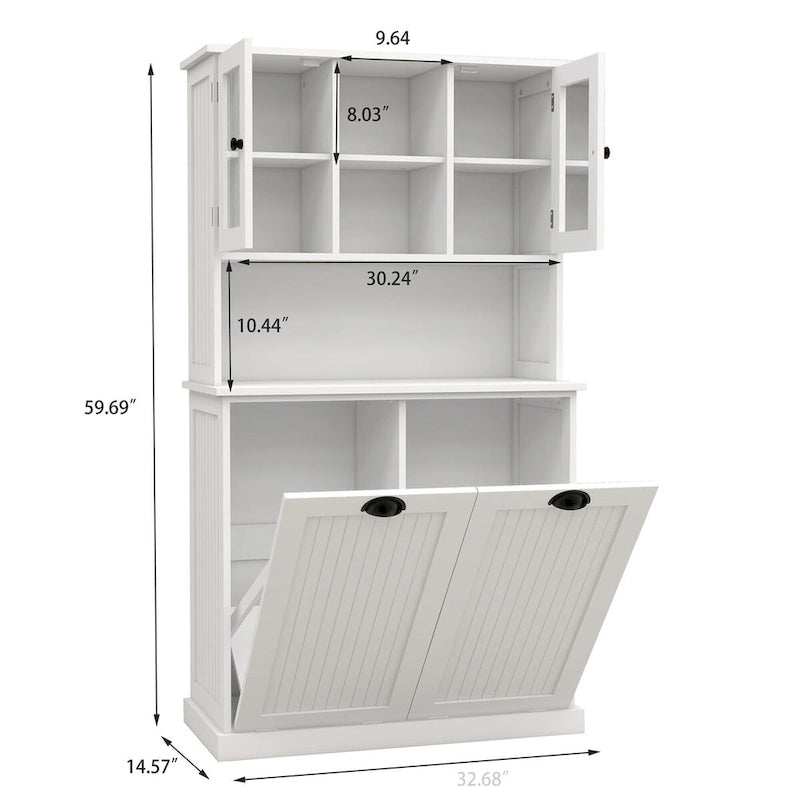 Two-Compartment Tilt-Out Dirty Laundry Basket Tall Bathroom Cabinet