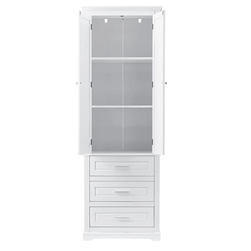 Tall Storage Cabinet with Three Drawers - N/A