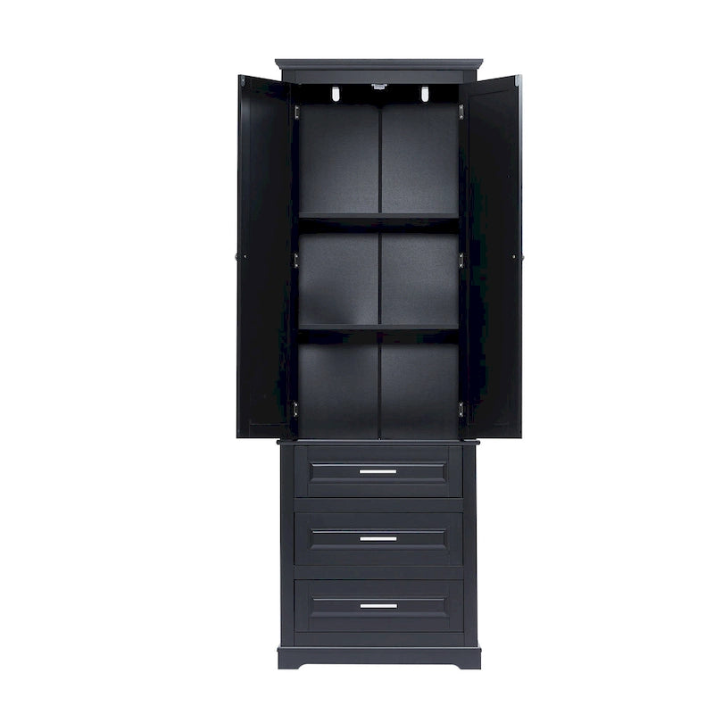 Tall Storage Cabinet with Three Drawers - N/A