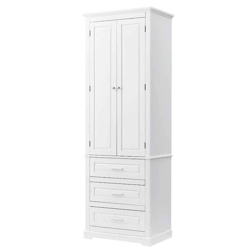 Tall Storage Cabinet with Three Drawers - N/A