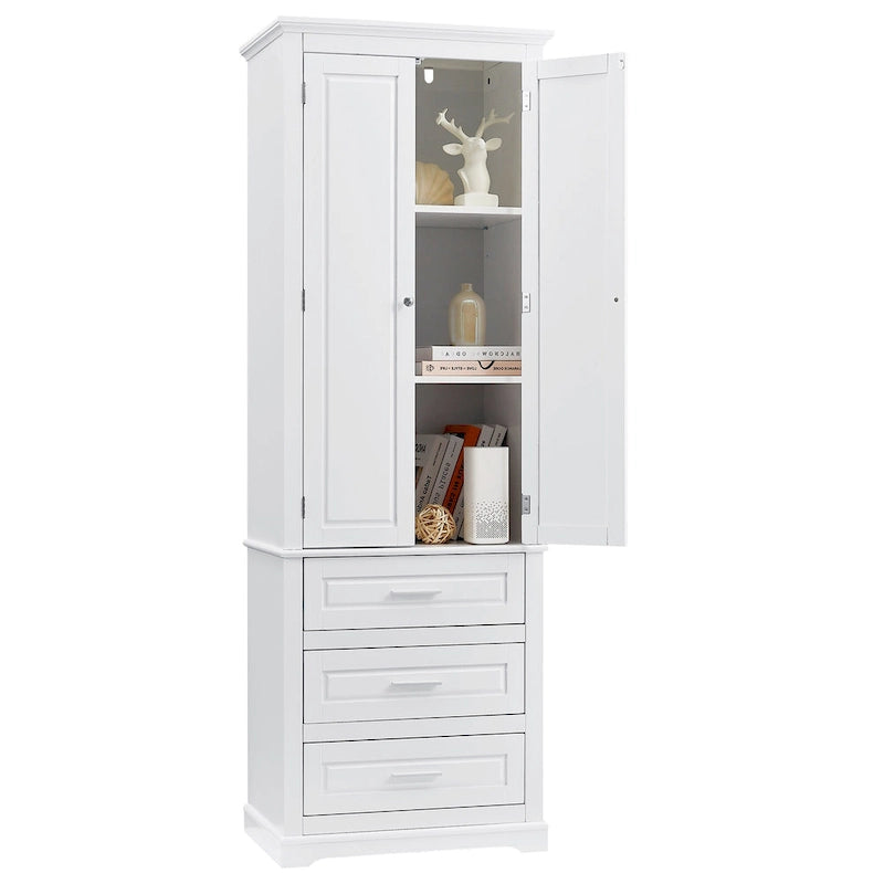 Tall Storage Cabinet with Three Drawers - N/A
