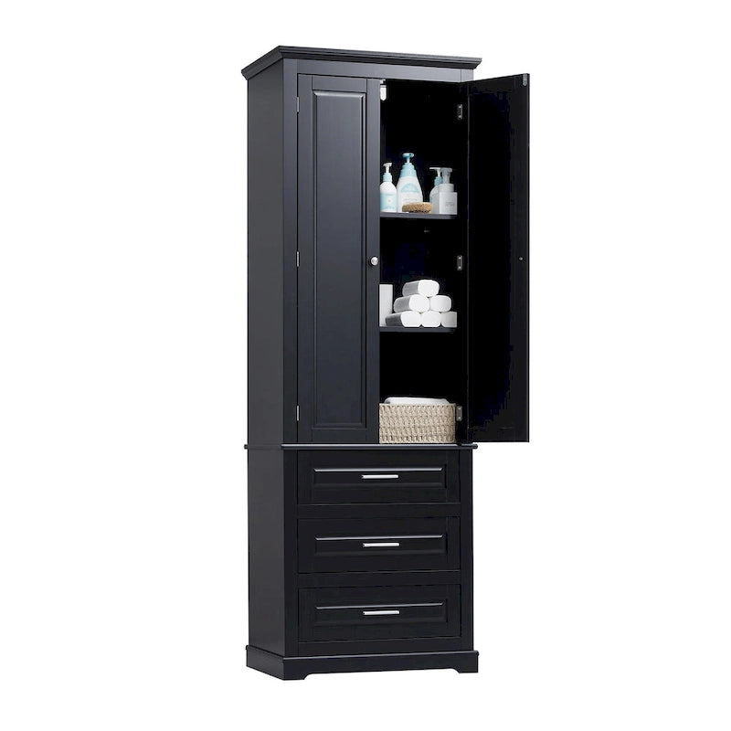 Tall Storage Cabinet with Three Drawers - N/A