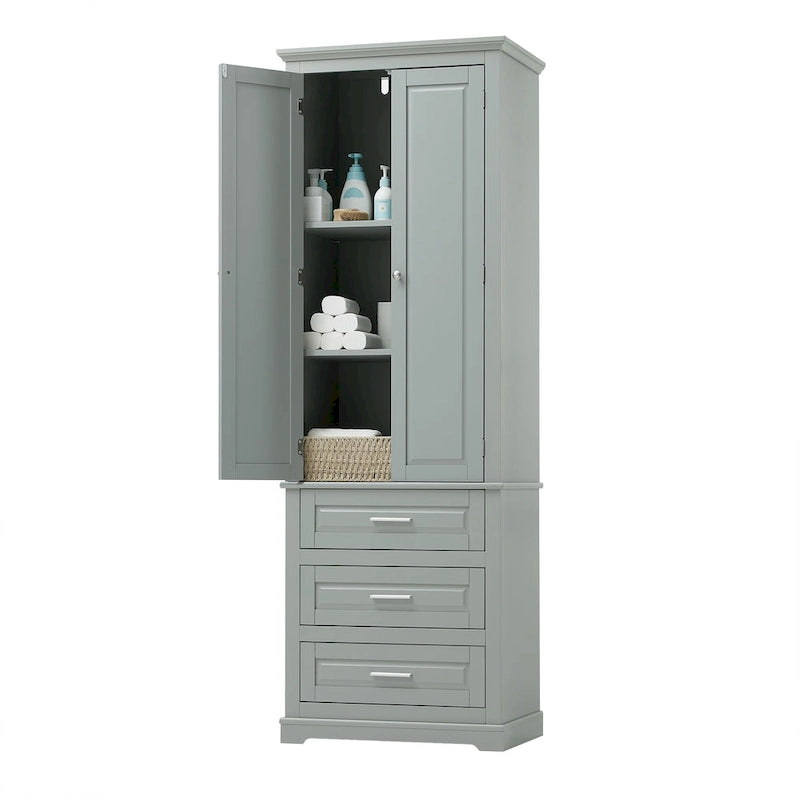 Tall Storage Cabinet with Three Drawers - N/A